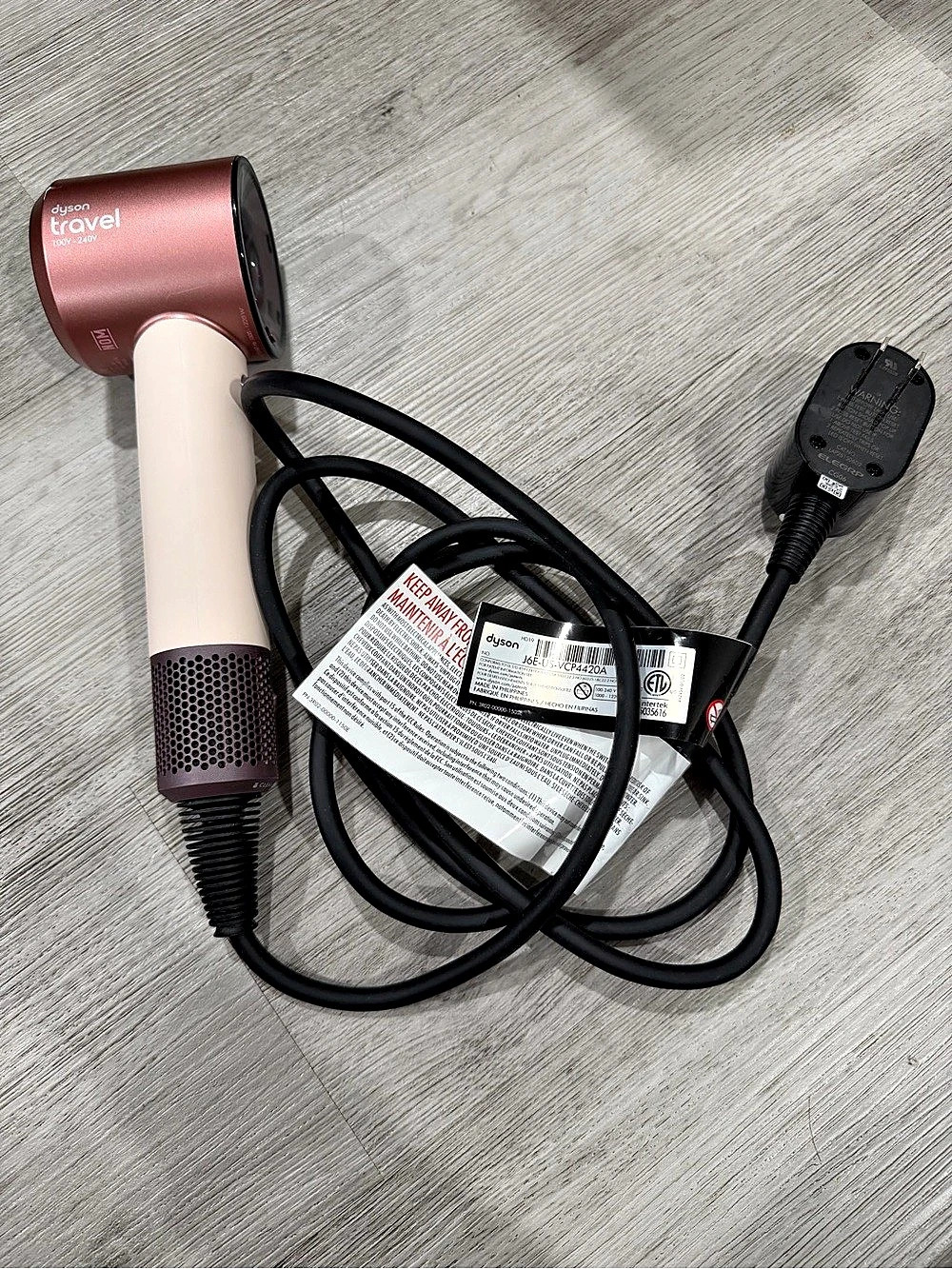 Dyson Supersonic Travel Hair Dryer Travel Hair Dryer Pink & White USED